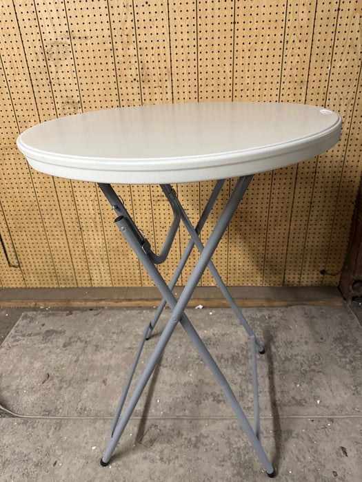 EventStable TitanPRO 32" Blow Molded Round Folding Cocktail Table - White Plastic Portable Outdoor Table, Adjustable Height Foldable for Parties Events Restaurant Banquet - new