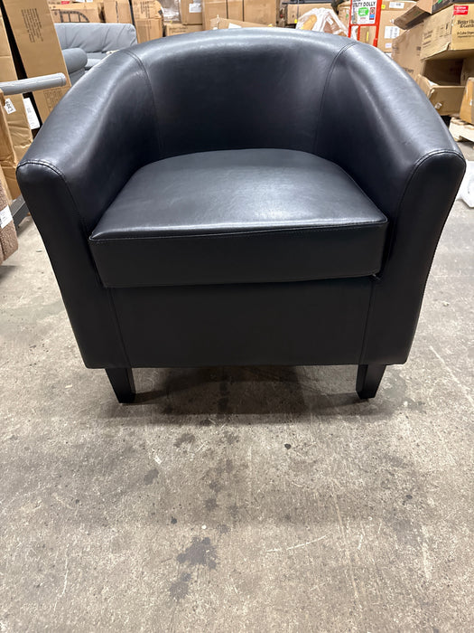 Yaheetech Faux Leather Accent Arm Chair For Living Room, Black - new