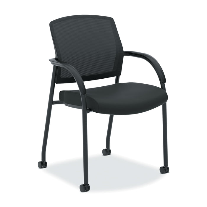 HON Lota Office Guest Chair Stackable Waiting Room Chairs - Mesh Back Side Office Guest Chairs & Reception Chairs with Wheels, Arms - Lobby Chairs for Conference, Breakroom, Church, School,