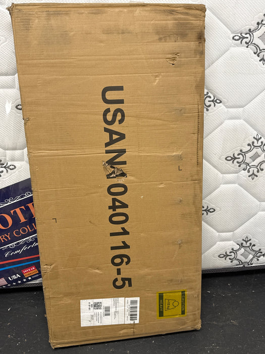 Amolife Twin Size Metal Bed Frame with Upholstered Headboard, Dark Gray - new