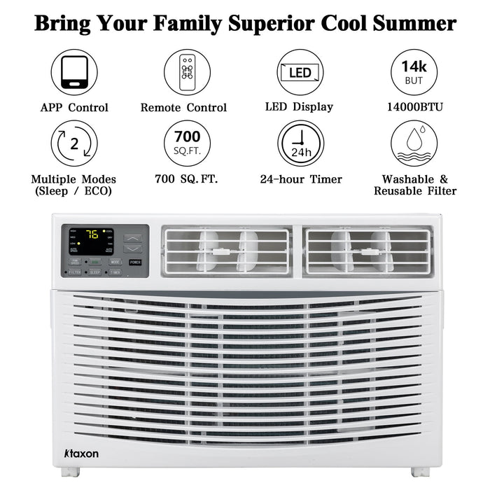 Ktaxon 14000BTU 115V Window Air Conditioner With WiFi and Eco Mode for Medium Rooms - new