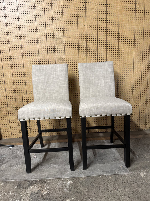 Roundhill Furniture Biony Fabric Nail Head Counter Height Stools, Tan - open_box