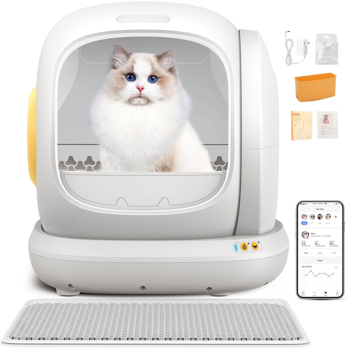 Osoeri 75L Smart Automatic Self-Cleaning Cat Litter Box, APP Control/Integrated Safety Protection,White - new