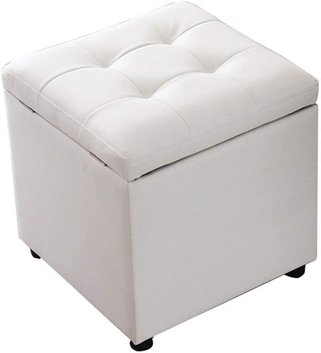 Footstool Ottoman Footstool Storage Stool Foot Stools Leather Ottoman Storage Toy Box Bench Seat - 40 X 40 X 40cm (Color : White) - new