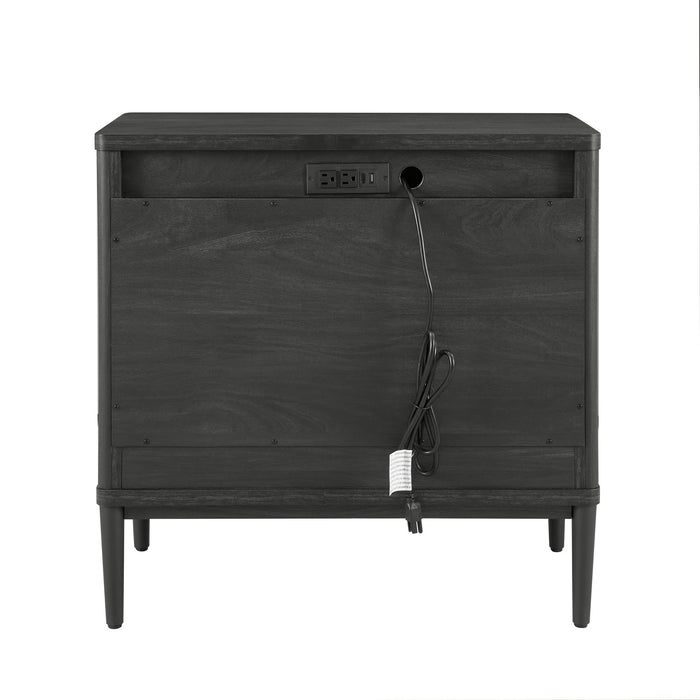 Better Homes & Gardens Oaklee 3 Drawer Nightstand with USB, Charcoal Finish - open_box
