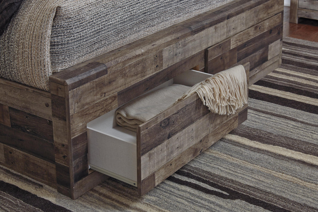 Derekson Multi Gray Derekson Queen Panel Bed with 2 Storage Drawers