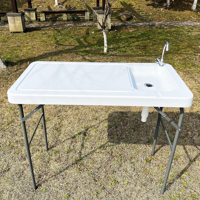 Portable Fish Cleaning Table with Sink and Faucet for Camping, Fishing, Tailgating - Large Work Surface, Food Grade HDPE, Collapsable for Easy Storage - new