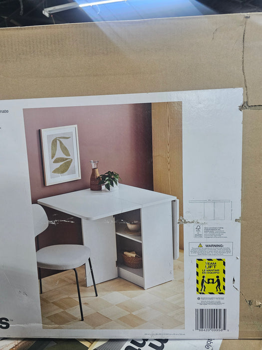 Drop Leaf Dining Table with Storage Shelves White - Room Essentials™