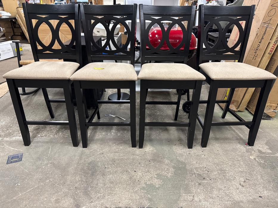 Set of 4 Baxton Studio Lenoir Modern and Contemporary Sand Fabric Upholstered Espresso Brown Finished Wood Co - open_box