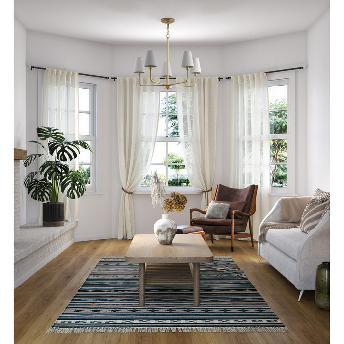 Avec Payton Collection 5-Light Contemporary Champagne Bronze Chandelier with White Fabric Shades - new