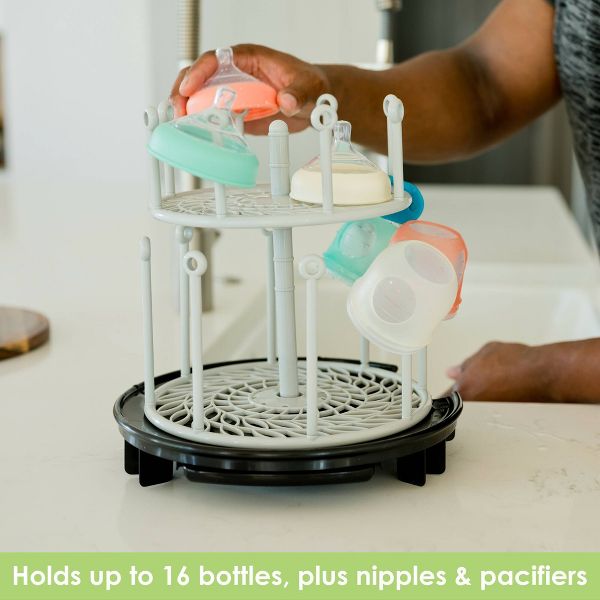 The First Years Plastic Spin Stack Bottle Drying Rack Black - new