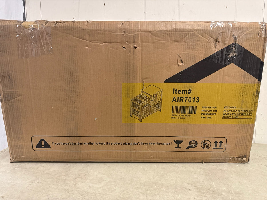 Aivituvin Rabbit Cage Indoor Outdoor Bunny Hutch on Wheels, 2 Story Wood Guinea Pig Cages with 2 Deeper Pull Out Trays - new