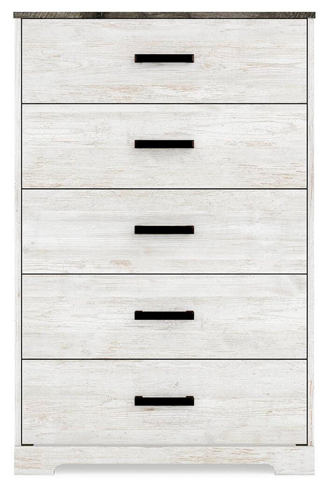 Shawburn Whitewash/Charcoal Gray Five Drawer Chest