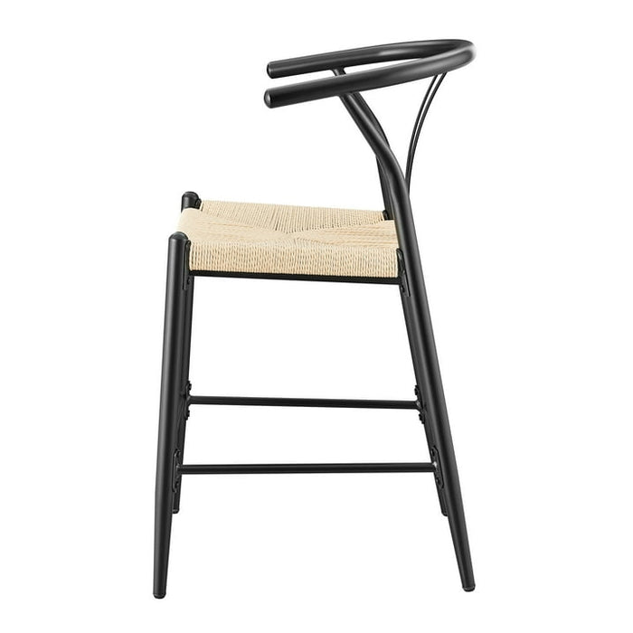 Better Homes & Gardens Springwood Wishbone Metal Counter Bar Stool, 4 Pack, Black Color for Indoor - open_box