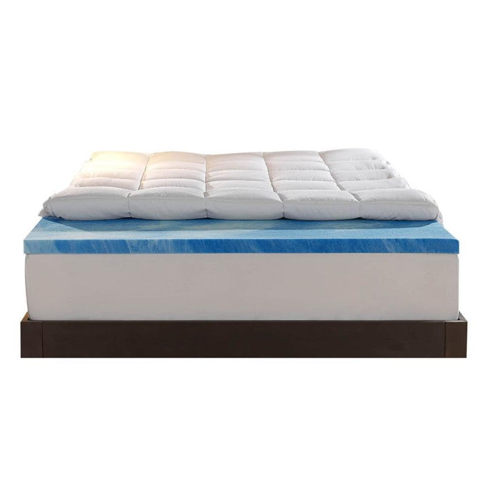 Sleep Innovations Dual Layer 4 Inch Memory Foam Mattress Topper, Twin Size, Medium Support, 2 Inch Cooling Gel Memory Foam Plus 2 Inch Pillow Top Cover - new