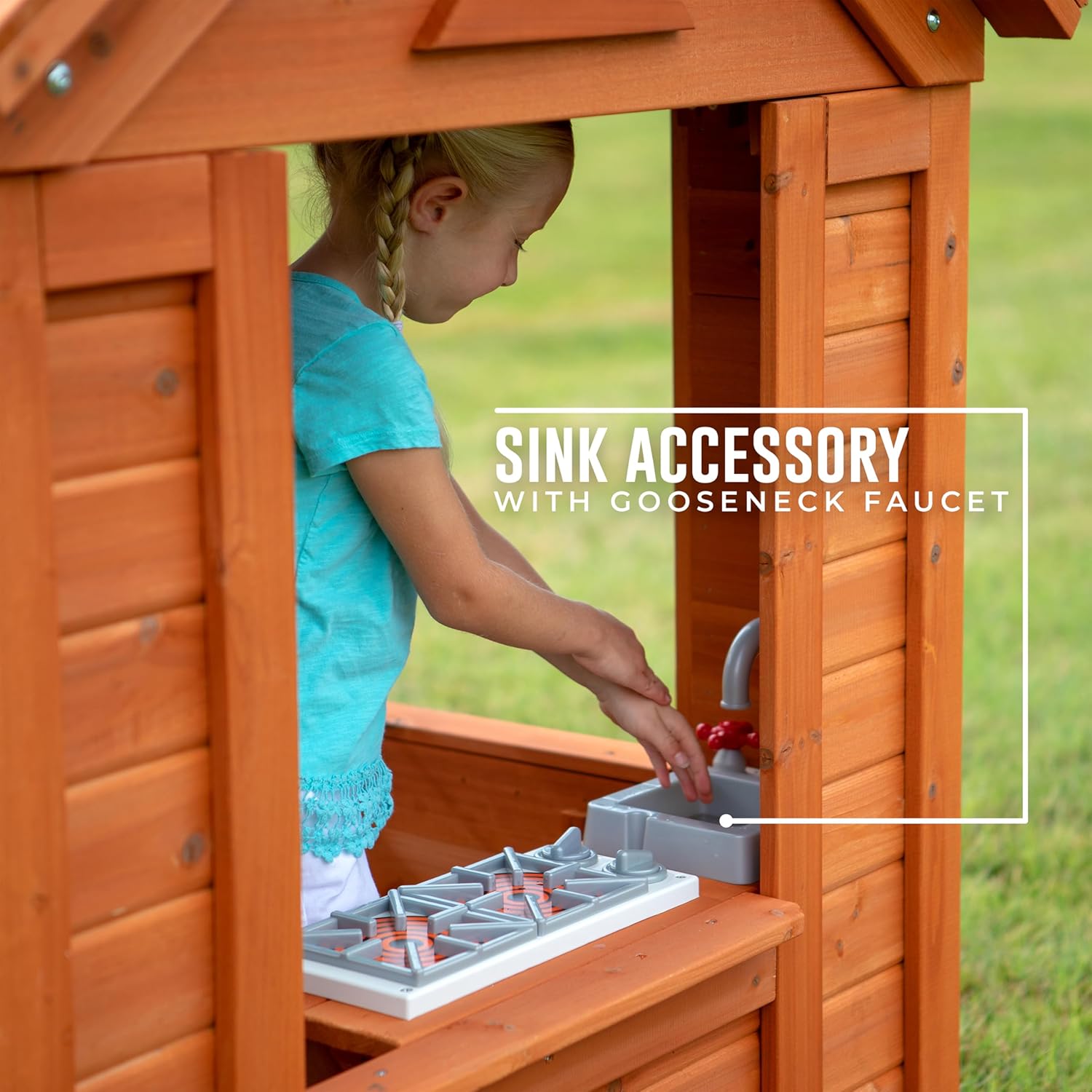 Backyard Discovery Timberlake Cedar Wooden Playhouse - open_box