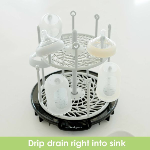The First Years Plastic Spin Stack Bottle Drying Rack Black - new