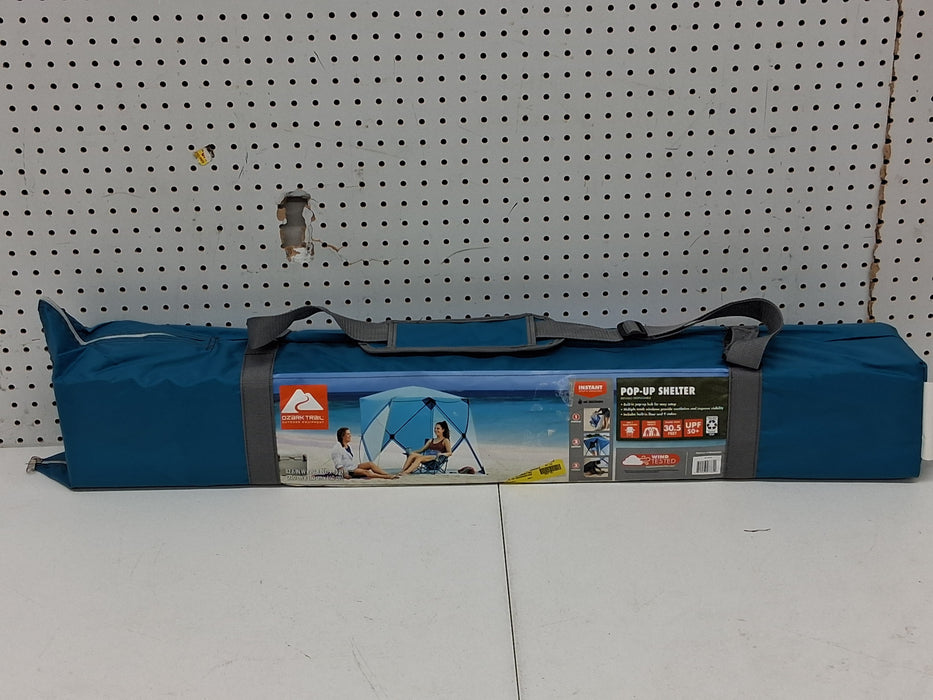 Ozark Trail 82" x 70" Pop Up Beach Shelter, with UPF50+ Protection, Blue - new