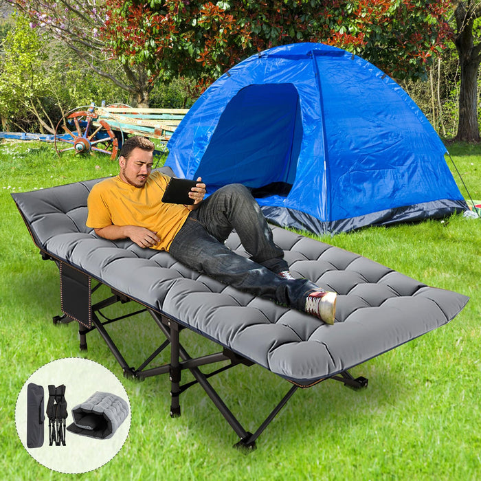ABORON Oversized Folding Cot, XXL Folding Sleepovers Bed, 78"x32"x18" 900lb-Loading Heavy Duty 2-Layer 1200D for Guest Sleeping W/Mattress & Carrying Bag for Camping Home Office Vacation - n