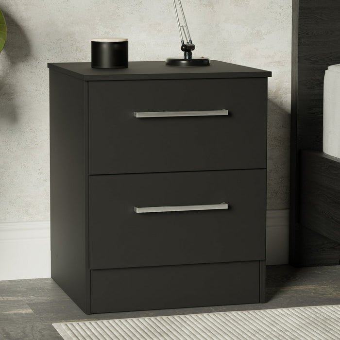 Set of 2 Kappesberg Jolyne 2-Drawer Nightstand, Modern Black Bedroom Storage - open_box