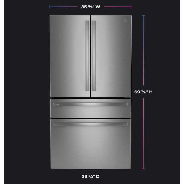 GE Profile Standard-Depth 28.7-cu ft 4 -Door 36-in Wide Smart Compatible French Door Refrigerator with Ice Maker with Water Dispenser ( Fingerprint-resistant Stainless Steel ) ENERGY STAR Certified - display_model