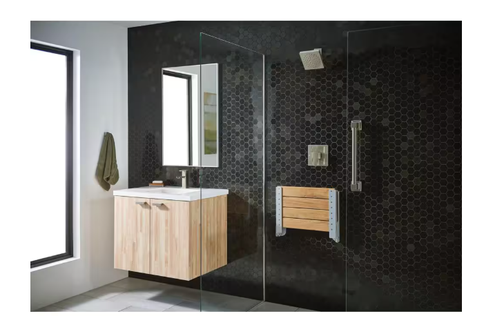 MOEN Fold Down Teak Shower Chair - new