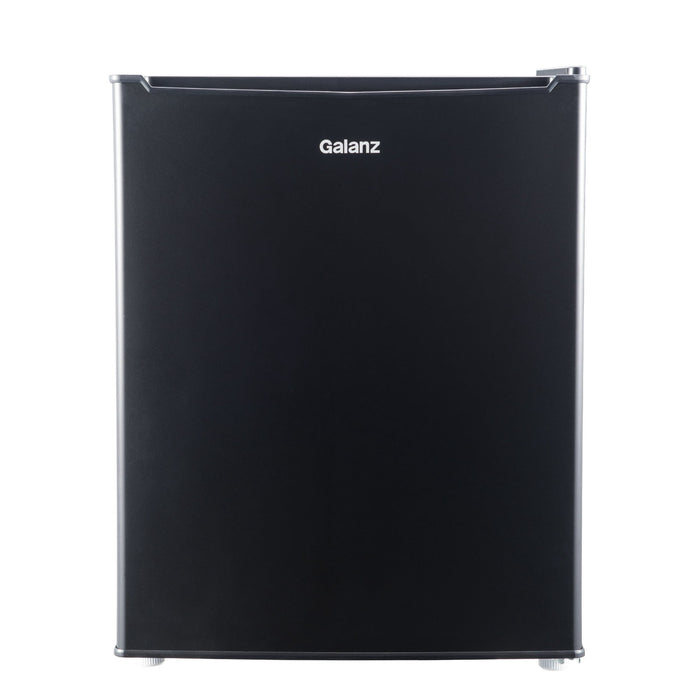 Galanz 2.7 Cu ft Single Door Mini Fridge, Black, Estar, New, Width 19.13 - open_box