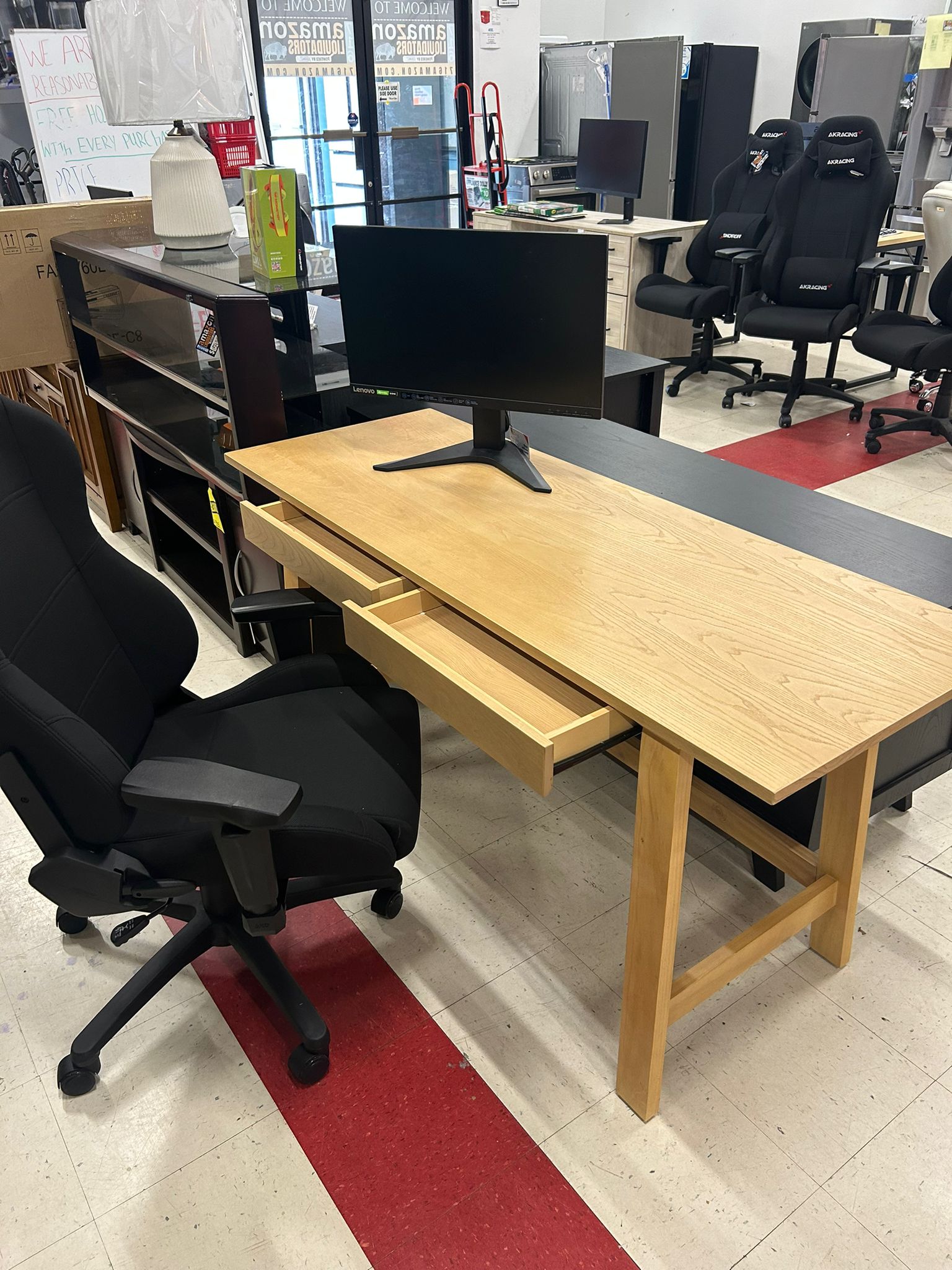 Anaheim Wood Writing Desk with Drawers/Table - Threshold designed with Studio - new