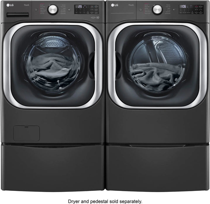 LG - 5.2 Cu. Ft. High-Efficiency Stackable Smart Front Load Washer with Steam and TurboWash - Black Steel - new
