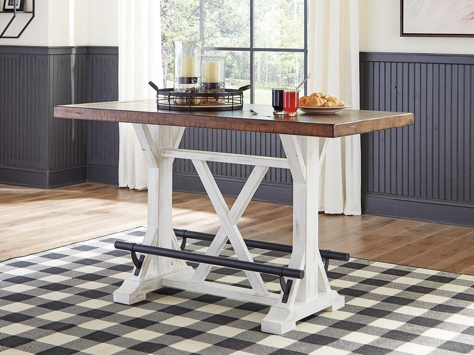 Valebeck White/Brown RECT Dining Room Counter Table