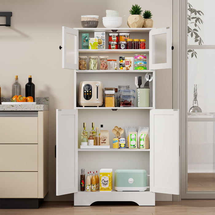 Behost Kitchen Pantry Cabinet with Doors, Storage Shelf for Home, White - new