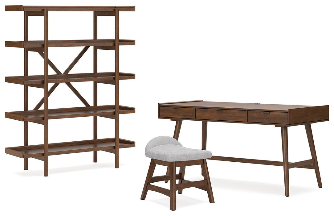 Lyncott Brown Lyncott Home Office Desk with Chair and Storage
