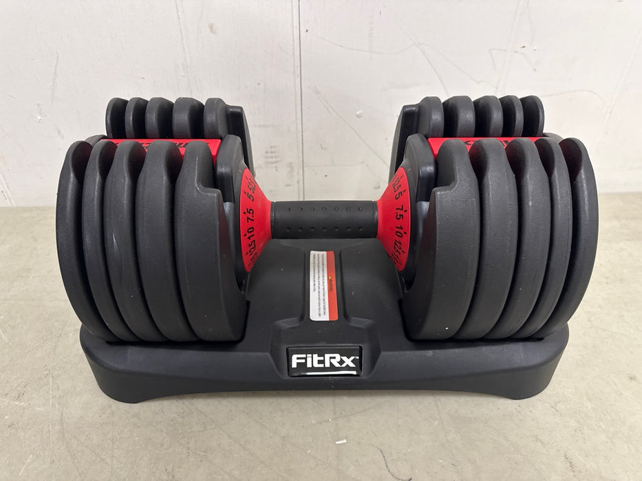 FitRx Adjustable Dumbbells, 52.5lb SmartBell Dumbbell Set with Quick-Select Weights for Home Gym - new
