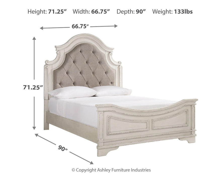Realyn Chipped White Realyn Queen Upholstered Panel Bed - Brand New