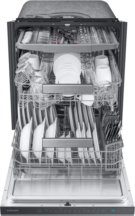 Samsung - 24" AutoRelease Dry Smart Built-In Stainless Steel Tub Dishwasher with 3rd Rack, Linear Wash, 39dBA - Black stainless steel - use_like_new