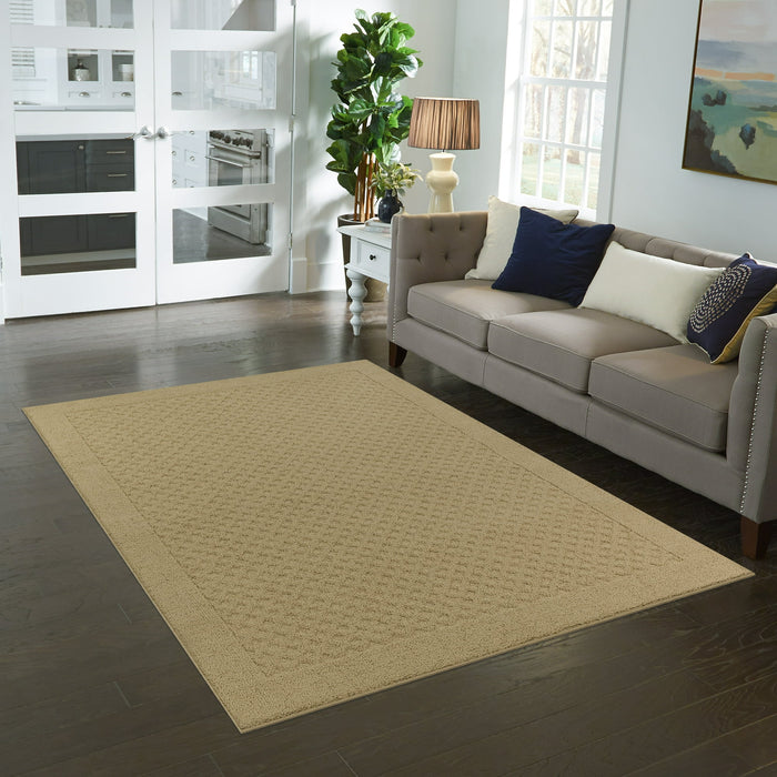 Mainstays Dylan Solid Diamond Olefin Beige Indoor Area Rug, 4'x5'4" - new