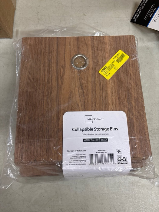 Mainstays Collapsible Fabric Cube Storage Bins (10.5" x 10.5"), 2 Pack, Natural Wood - new