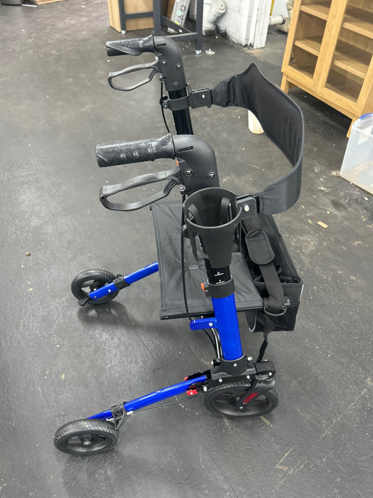 COSYWILL Rollator Walker with Seat,Foldable Mobility Walker with Durable Steel,Rolling Walker with 8" Wheels for All Terrain,Adjustable Height,300 lbs,Blue - open_box