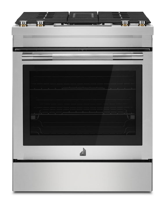 JennAir  30 Inch Slide-In Dual Fuel Range with 4 Sealed Burners, 6.2 cu. ft. Oven Capacity, Continuous Grates, Self-Clean Mode, Downdraft Ventilation, and True Convection: Stainless Steel - used_good
