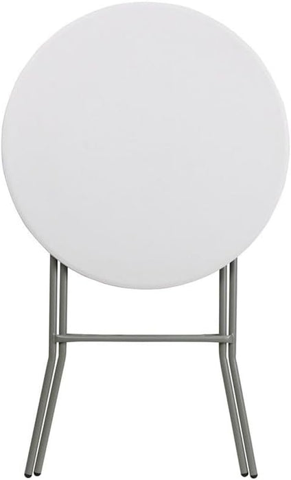 EventStable TitanPRO 32" Blow Molded Round Folding Cocktail Table - White Plastic Portable Outdoor Table, Adjustable Height Foldable for Parties Events Restaurant Banquet - new