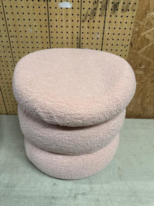 Mainstays Boucle Cloud Storage Ottoman, Blush - new