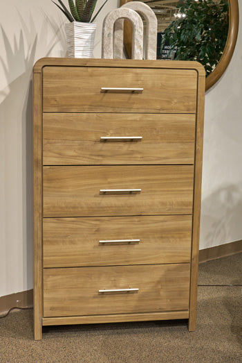 Dovander Warm Natural Brown Five Drawer Chest