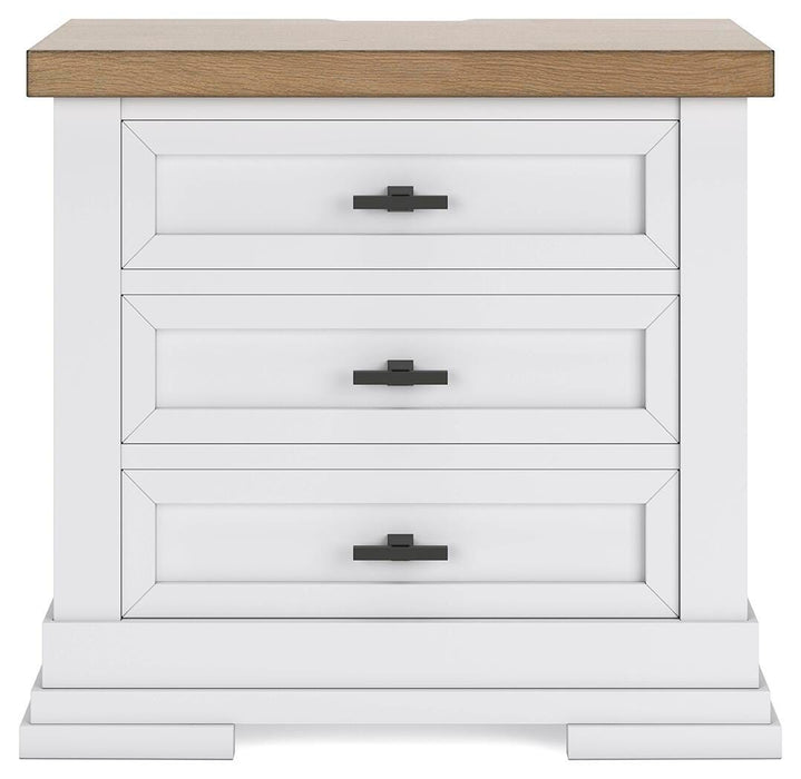 Ashbryn White/Natural Three Drawer Night Stand