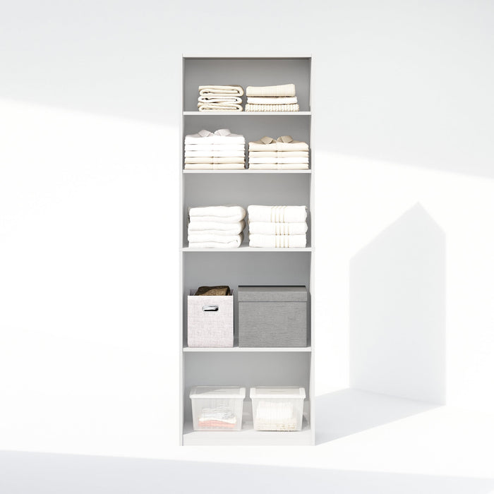Furinno Reed 5-Tier Multipurpose Adjustable Shelf Clothing & Closet Storage Organization, White - open_box