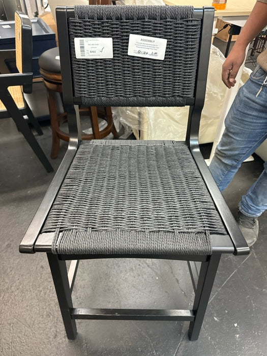 Ceylon Woven Counter Height Barstool Black - Threshold: Rubberwood Frame, Metal Hardware, Fixed 24" Seat Height - new