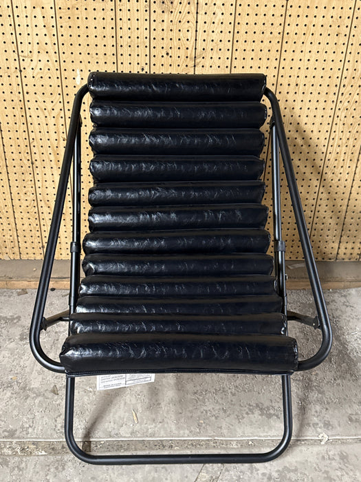 Stylehouse Ribbed Folding Sling Lounge Chair, Black, 28" L x 22" W x 30" H - new