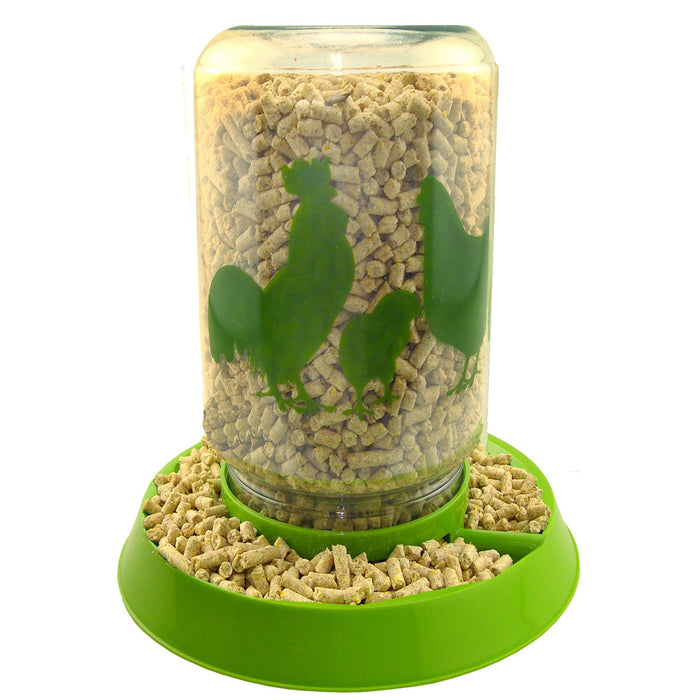 Happy Home Pet Products Plastic Chicken Feeder or Waterer, Green, 128oz Water, 8 lbs of Food 1 Count - open_box