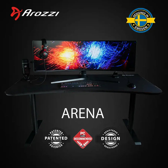 Arozzi - Arena Ultrawide Curved Gaming Desk - Pure Black - open_box