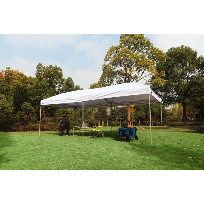 Ozark Trail 20x10 ft Straight Leg Pop Up Canopy Tent with Wheeled Bag – Outdoor Event Shelter, White - use_like_new