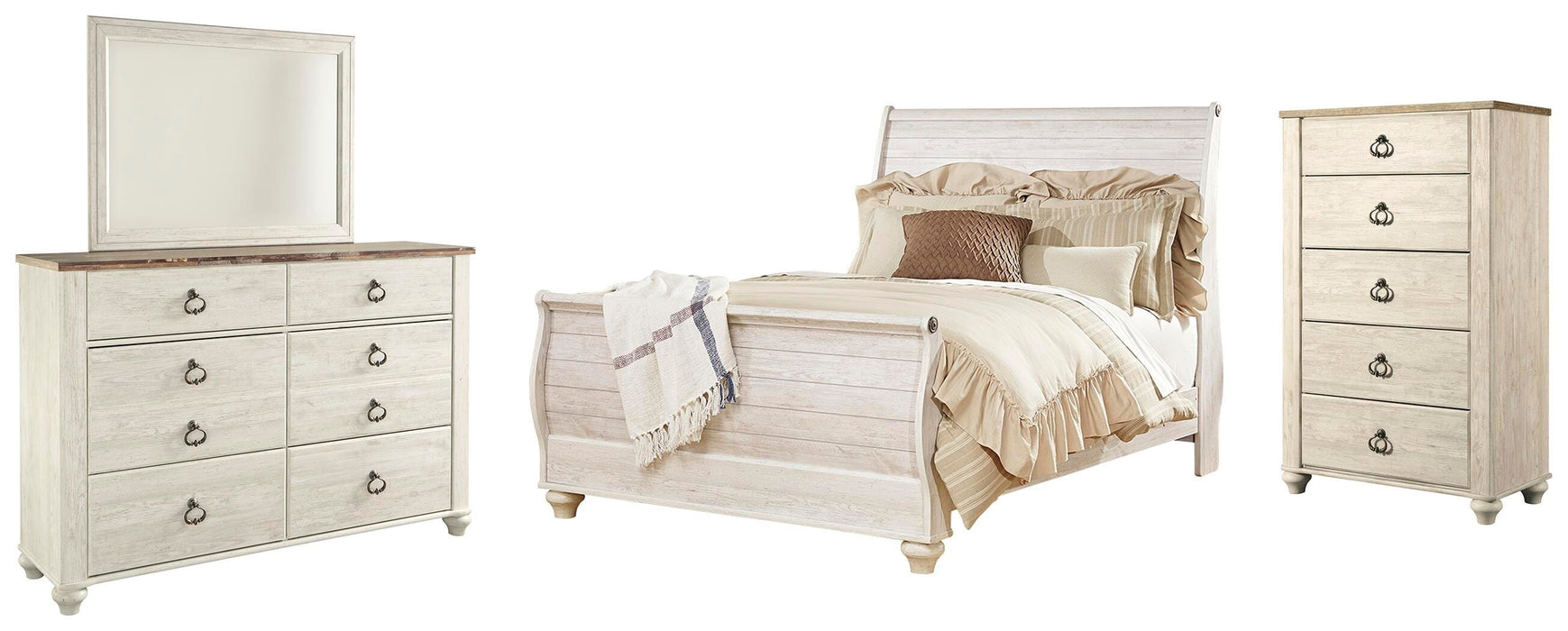 Willowton Whitewash Sleigh Bedroom Collection